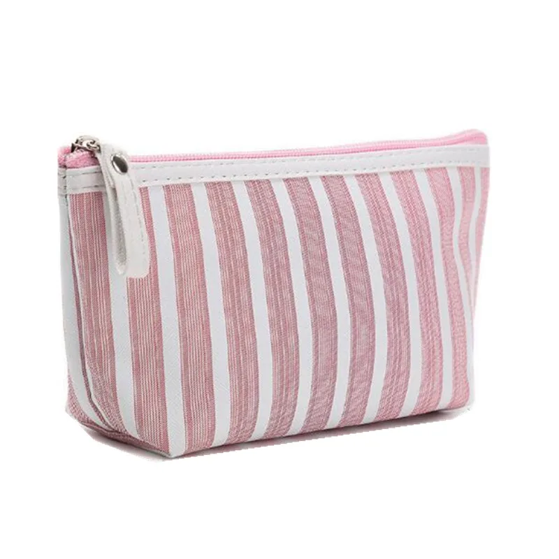 Модная холщовая косметичка в полоску для женщин дамские косметички дорожная