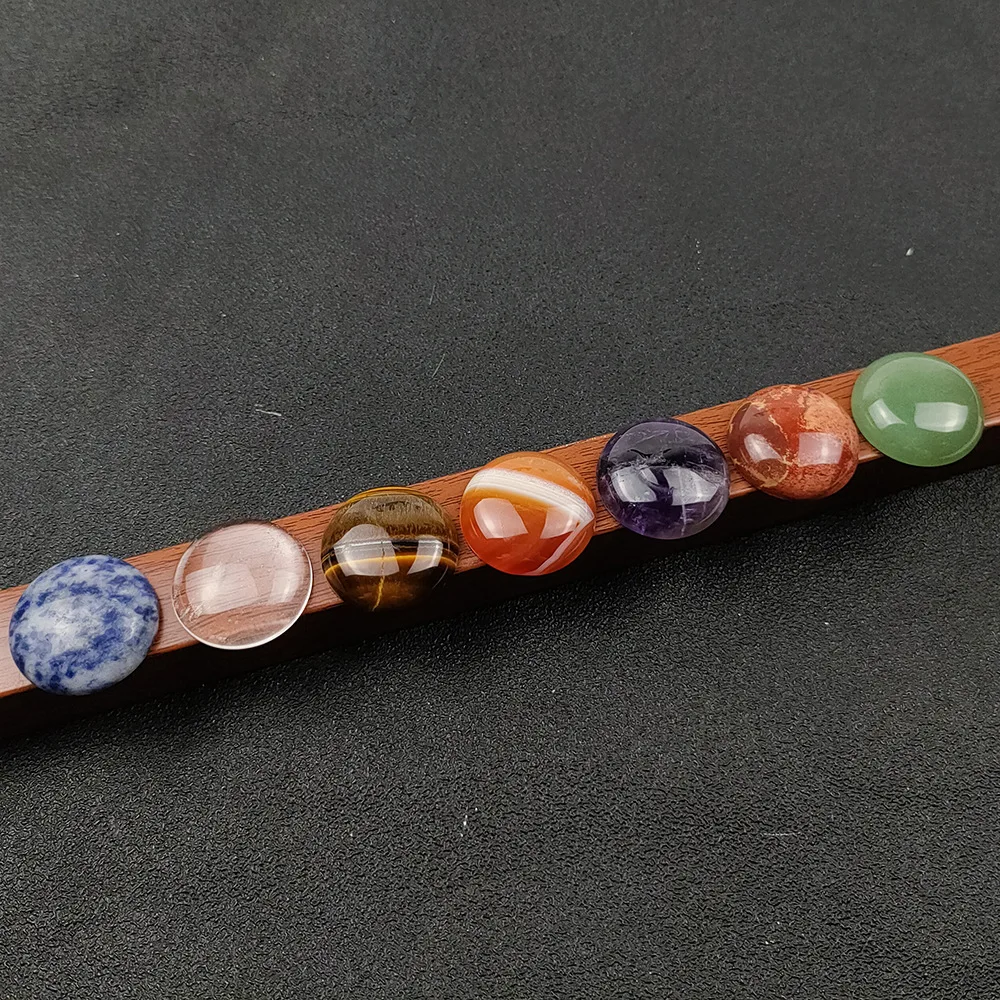 Natural Stone Round 25mm  Amethyst Tiger's Eye  Yoga 7 Chakra Healing Stone Guides Meditation Decoration