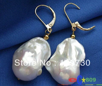 free shipping ONLY HIGE 26MM WHITE KESHI REBORN PEARL EARRING 14K | Украшения и аксессуары