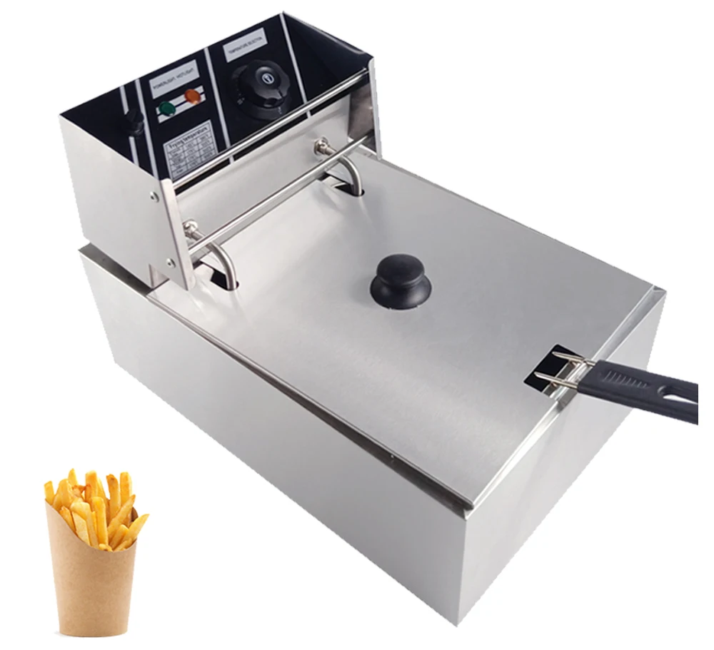

Dulong Single Tank Deep Fryer Commercial Chicken Pressure Fryer With Buffalo Wings 6L Oil Capacity For Kitchen