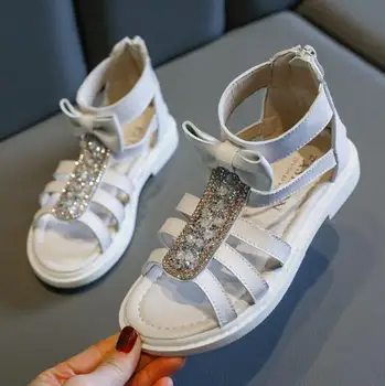 

Children's sandals girls shoes 2020 summer new fashion zipper soft bottom princess shoes girls kids sandals flats Roman sandals