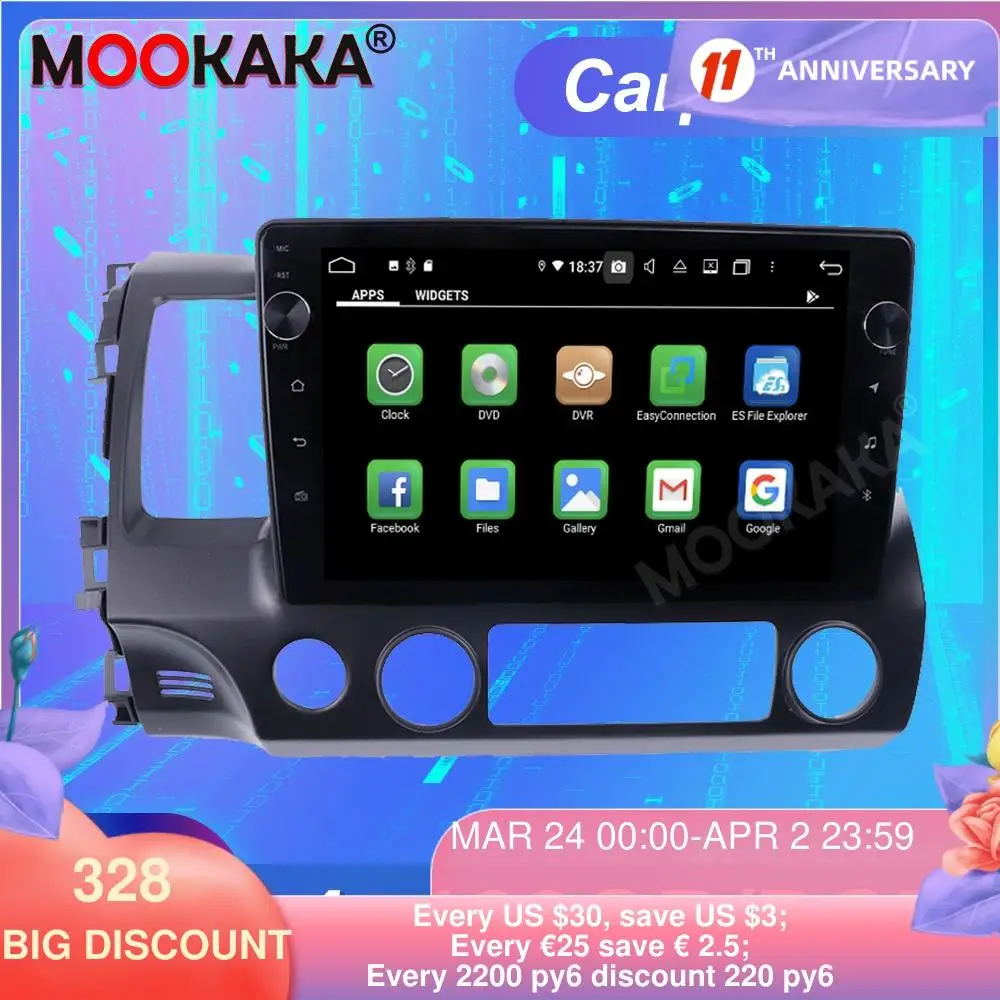 

For Honda Civic 2006-2012 Android10.0 4gb Ram+128gb Rom Screen Car Multimedia Player Gps Navigation Auto Stereo Head Unit