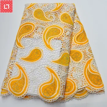 

Top Sale Guipure Lace Fabric African Cord Lace Fabric White Nigerian Guipure Cord Lace Fabric Latest French For Dress