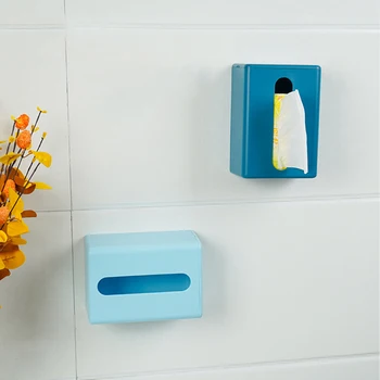 

Wall Mounted Self Adhesive Tissue Holder Bathroom Plastic Napkin Storage Box Bathroom Nail-free Seamless Rack Tissue Organizer