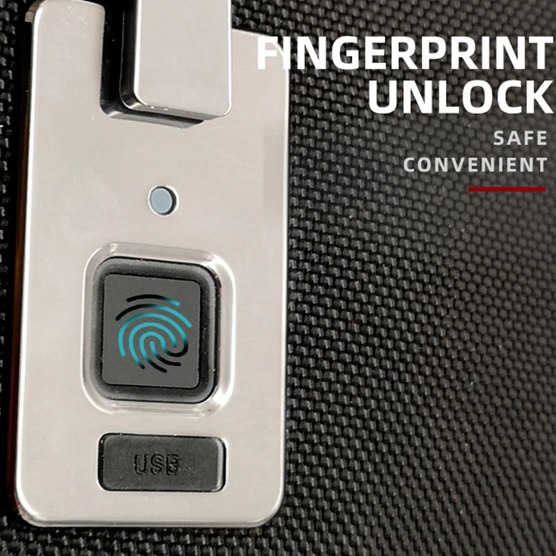 

Smart Sensor Semiconductor Fingerprint Unlock BackPack Lock Keyless USB Rechargeable Business Travel Bag with Lock for Outdoor