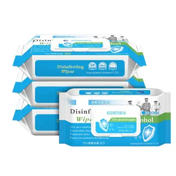 

60pcs/Pack Disinfection Wipes Pads Alcohol Swabs Wet Wipes Skin Cleaning Care Sterilization First Aid Cleaning Supply