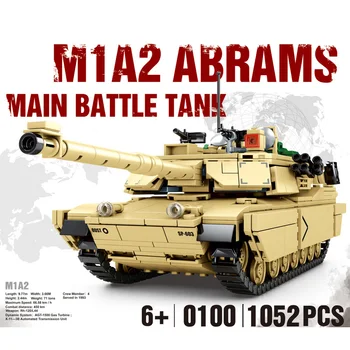 

Survival War Military M1A2 US Army Main Battle Tank Building Blocks Hand-assembled Puzzle Stitching Cool Toys for Children Gifts