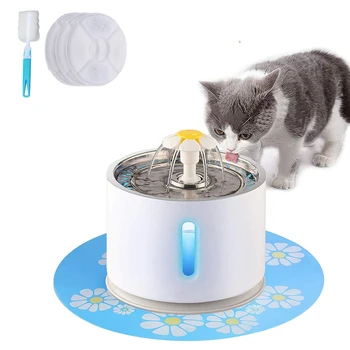 

Pet Cat Fountain 2.4L Drinking Window LED Automatic Dog Cat Water Drinking Bowl USB Pet Drinking Dispenser With 3 Carton filters