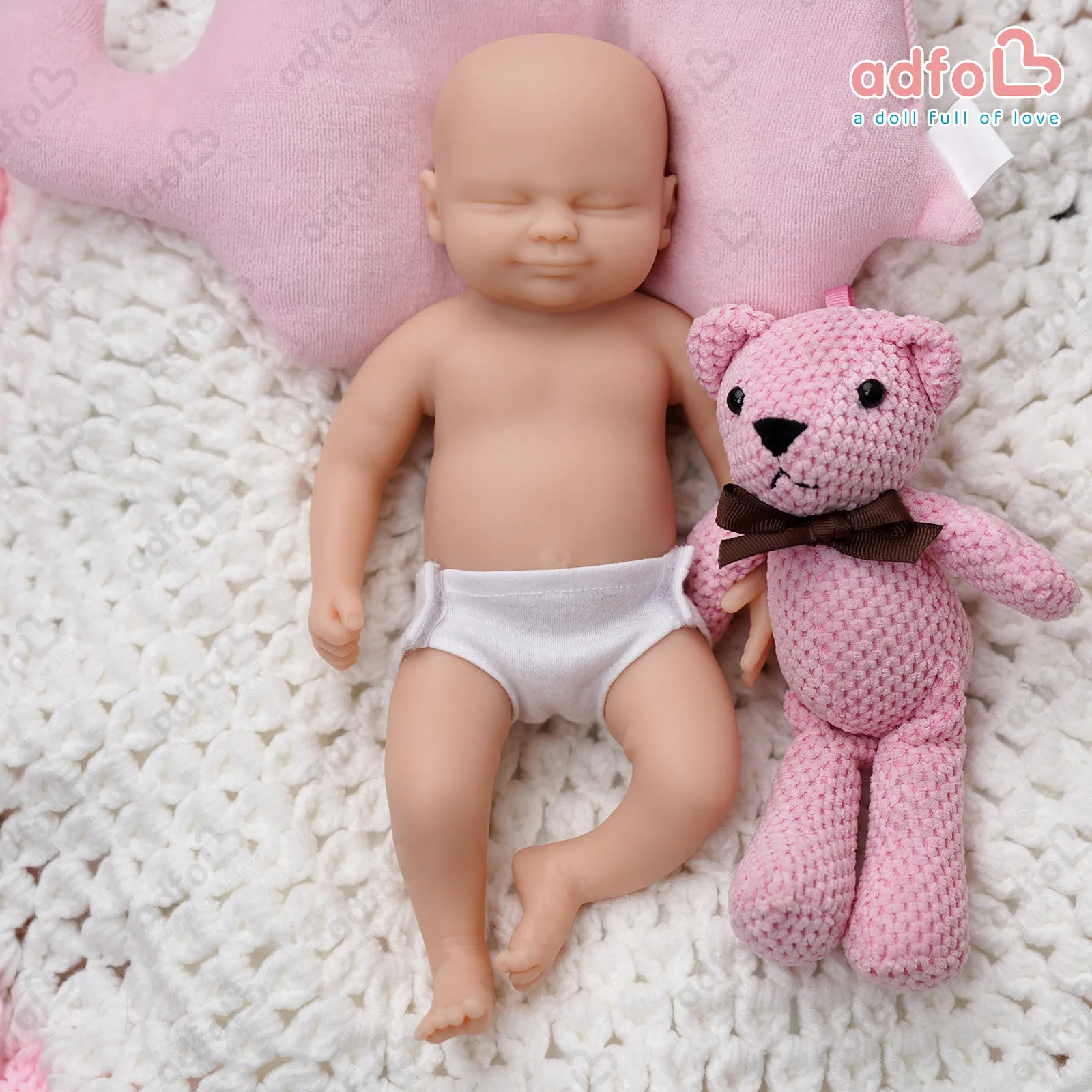 ADFO Reborn Baby Doll 26CM Realistic Full Soft Silicone Baby Anti