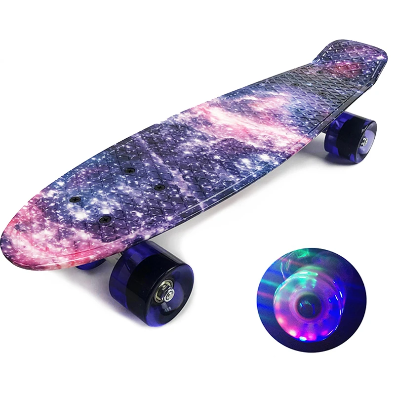 antwoord overzee Ervaren persoon 22 Inches Galaxy Skate Board Mini Cruiser Skateboard Single Rocker Penny  Board With Flashing Light Wheels - Skate Board & Accessories - AliExpress