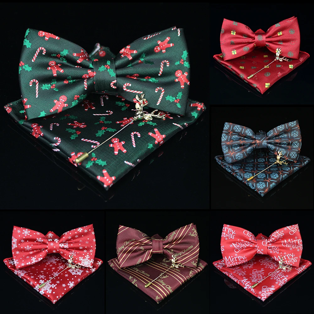 

KAMBERFT 2019 original design Christmas Gift 100% Silk Jacquard Woven Men Classic Butterfly Bow Tie For Men Pocket square sets