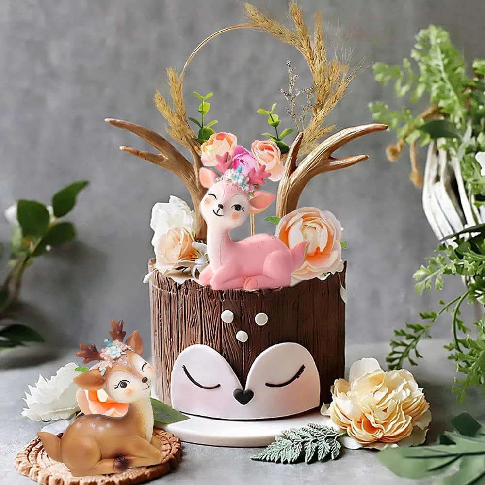Adorno de pastel de ciervo de animales del bosque, decoración bonita para  fiesta de bienvenida de bebé, figuritas de ciervo, juguete en miniatura de  Navidad, adorno de resina de cervatillo - ..., image size:1000x1000