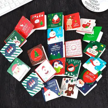 

144Pcs Christmas Tree Santa Pattern Paper Greeting Cards lovely Envelope Xmas Birthday Holiday Greeting Postcard Xmas Decor