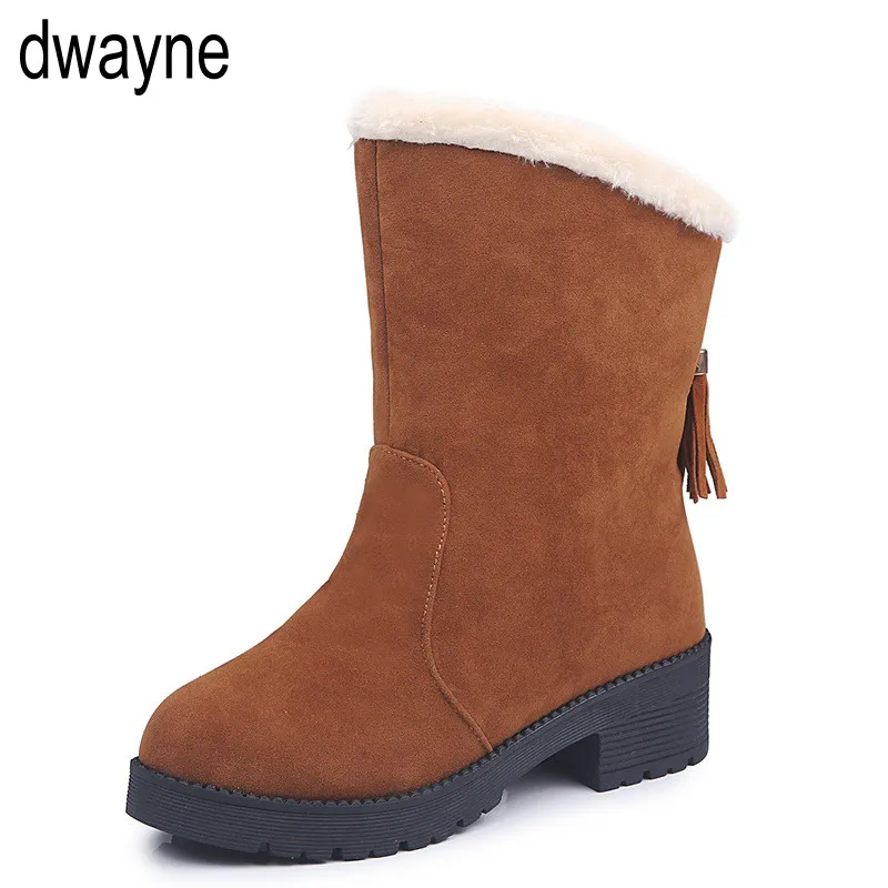 

2019 Flock Winter Warm Snow Fashion Solid Ankle Boots Casual Women Mother Flats Shoes Woman Size sed45