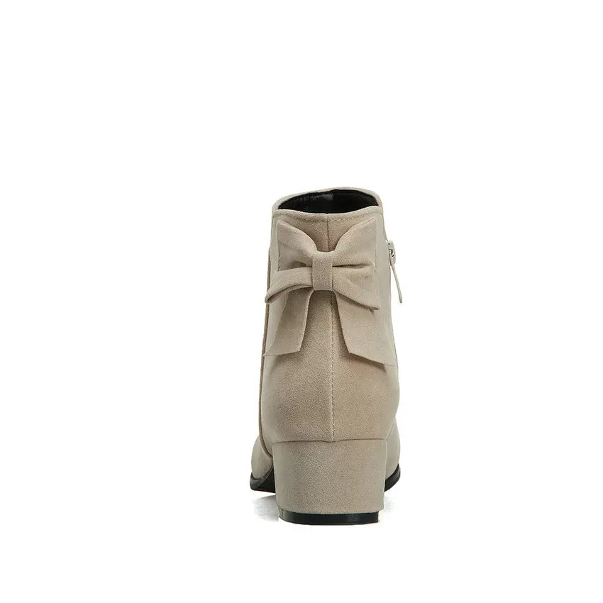 QUTAA/ г. Нескользящая женская обувь на квадратном каблуке с круглым носком милые ботильоны на молнии с бантиком-бабочкой на осень-зиму размеры 34-43