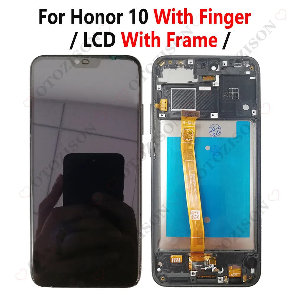 Schermo LCD Per Huawei Honor 10 (COL-AL10/L29/L19) Con Touchscreen E Kit Attrezzi - Nero - 4