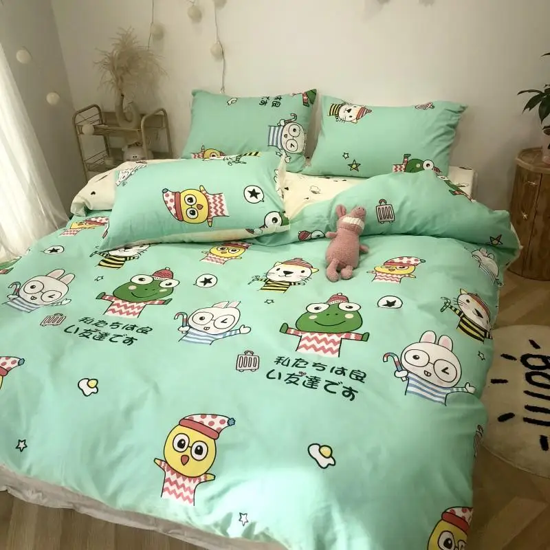 Комплекты постельного белья с героями мультфильмов «I'm a frog», Комплект постельного белья с героями мультфильмов «Друзья лягушек», детское постельное белье, односпальная/двуспальная кровать, домашний текстиль