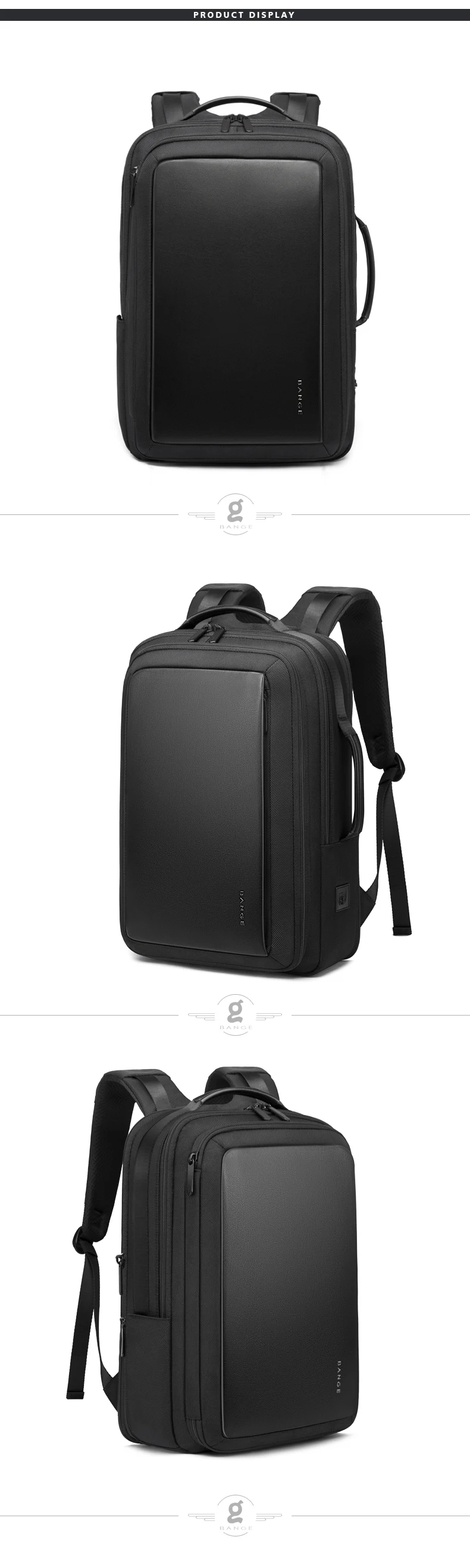 Bange модный мужской 1" рюкзак для ноутбука Внешний USB зарядка Компьютерные рюкзаки Противоугонный водонепроницаемый рюкзак для путешествий унисекс