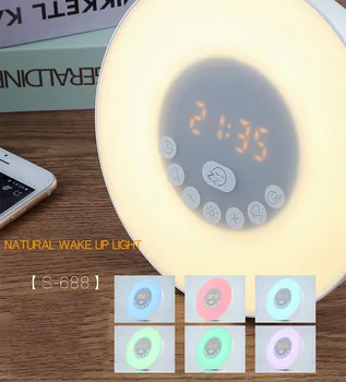 

Bluetooth Speaker Wake Up Light Alarm Clock Sunrise Simulation Mini Bluetooth Speaker Digital LED FM Audio Music Player #B