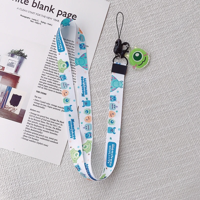 Cute Cartoon keychain lanyards Neck straps Lanyard for keys ID Card Pass Gym USB Phone lanyard DIY Hang Rope Sling - Цвет: Синий/зеленый