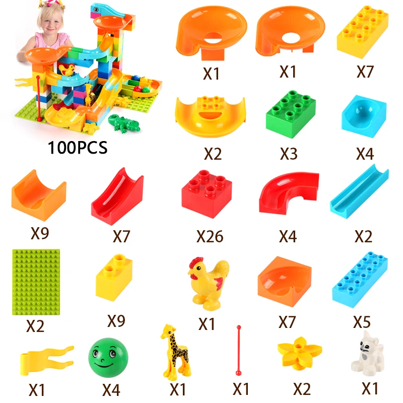 Price Magical Marble Race Run Block Compatible LegoINGlys Duploed Building Blocks Funnel Slide Blocks DIY Bricks Toys For Children