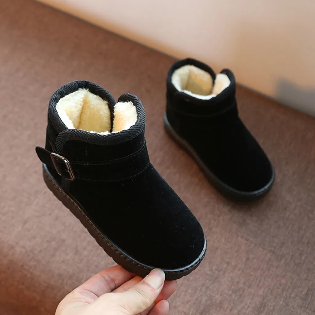 Зимние сапоги для девочек; кожаные детские теплые ботинки; зимняя теплая меховая противоскользящая плюшевая обувь для девочек и мальчиков; кроссовки;# C