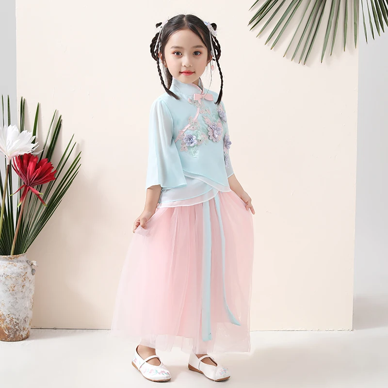  H2518 Children Hanfu Suit Summer Girl Chinese Ancient Style Princess Fairy Clothes Baby China Tradi