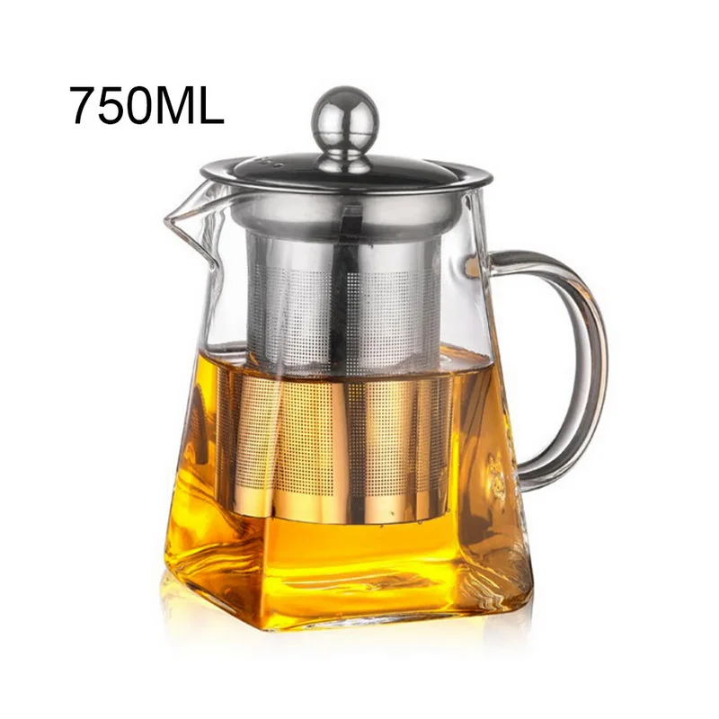 Hoomall чайный горшок из боросиликатного стекла термостойкий квадратный стеклянный чайный горшок с фильтром для заваривания чая Молочный Улун чайник для заваривания цветочного чая - Цвет: 750ml
