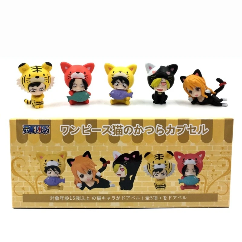 Anime 5pcs Set One Piece Luffy Ace Nami Sanji Law Animals Cat Dog Tiger Ver Pvc Action Figure Model Mini Lovely Cute Toys Gift Action Figures Aliexpress