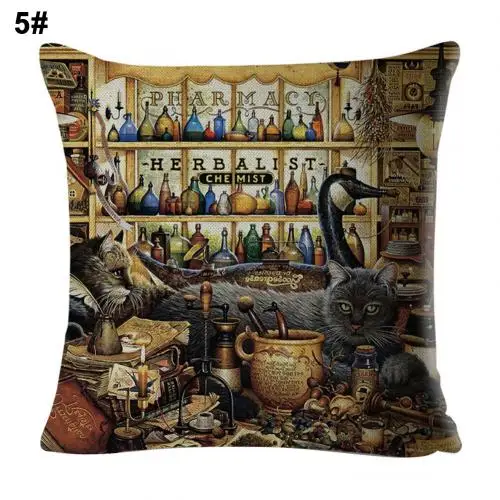 5 45x45 см Симпатичный книги кошки Подушка Чехол для подушки диван-кровать Кафе Декор наволочка - Цвет: 5