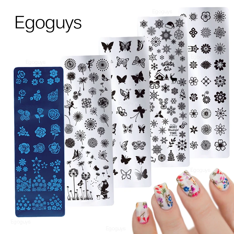 Flower Nail Stamping Templates Animal Pictures Print Leaves Stamp Plates Ink Stamper Polish Transfer Stencil Manicure Tools | Красота и