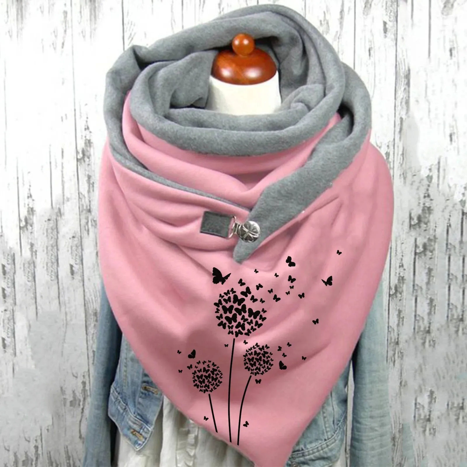 Fashion Long Winter Scarf For Women Floral Printing Button Soft Wrap Casual Warm Scarves Shawls NecK wrap Stoles Hijab Blanket |