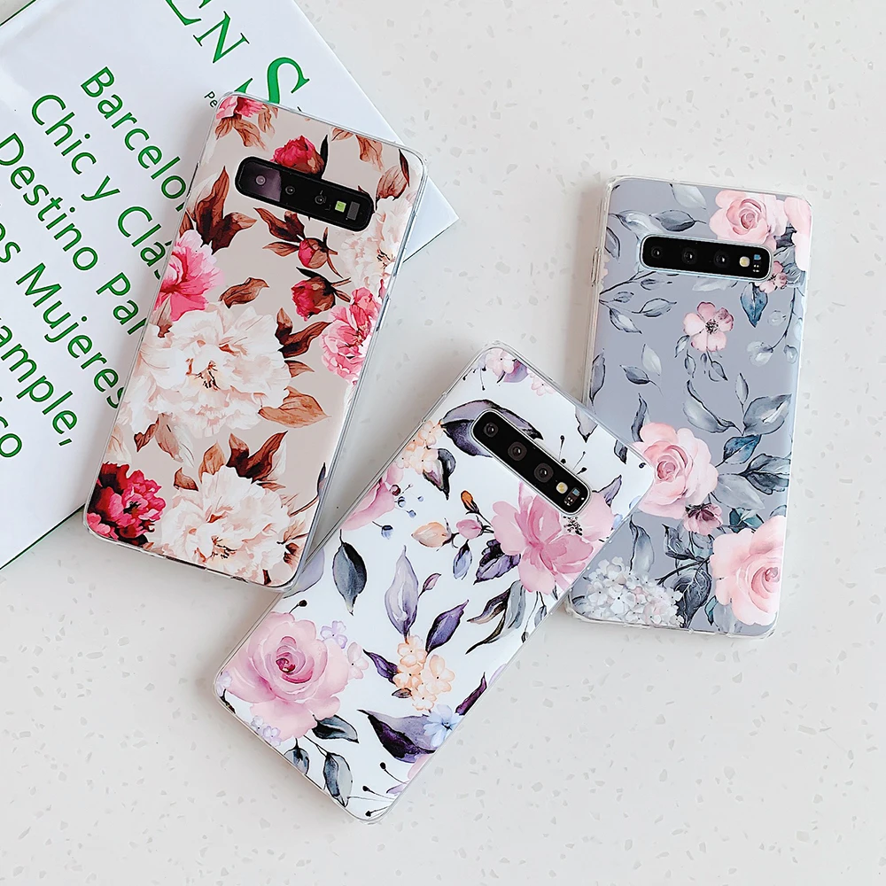 

LOVECOM Retro Flower Phone Case For Samsung Galaxy A50 S10 Plus S10e S8 S9 Plus A70 A40 Soft IMD Luxury Phone Back Cover Gifts
