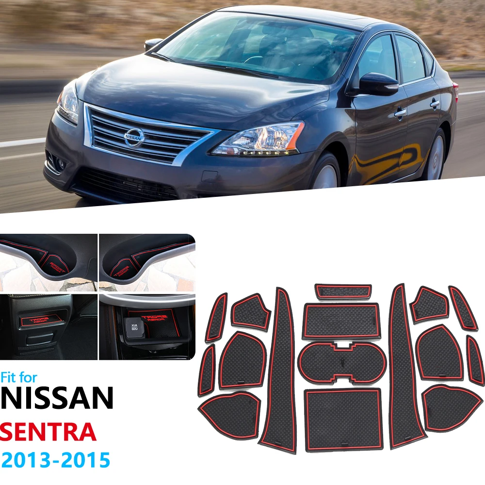 

Anti-Slip Rubber Gate Slot Cup Mat For Nissan Sentra 2013 2014 2015 B17 Nissan Pulsar Sylphy Door Groove Mat Accessories Sticker