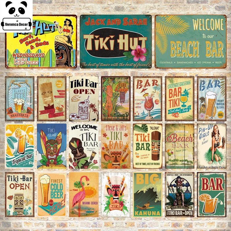 

Tik Bar Open Beach Tin Sign Plaque Plate Metal Sign Metal Plate Wall Decor For Beach Bar Beach House Man Cave Decorative
