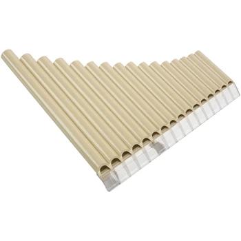 

16 Tube Eco-Friendly Resin C Tone Pan Flute Easy Learning for Woodwind Musical Instruments Lovers Beginner Ivory Yellow
