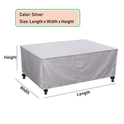 Durable Outdoor Lawn and Patio Furniture Cover with Air Vent and Padded Handles - 160x160x80cm (Silver)