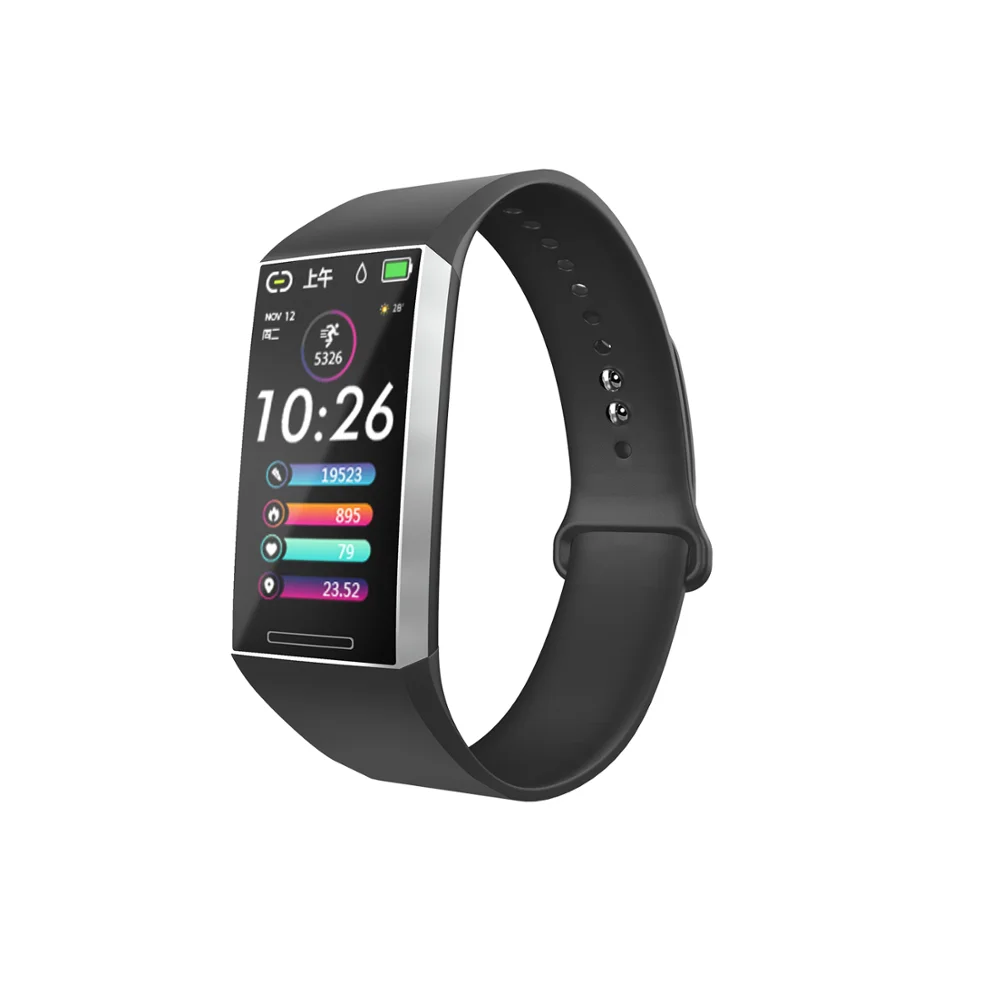 Black with Silver ONEMIX Sport Smart bracelet pedometer watch Blood Pressure Heart Rate Fitness Step Counter Walking Running Waterproof pedometers - Цвет: Black with Silver