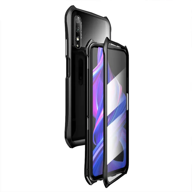 Чехол для huawei Honor 9X, чехол, двойное стекло в рамке, Магнитный чехол king, чехол для huawei Honor9X, Магнитный чехол все включено - Цвет: Black