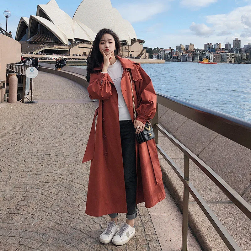 

Photo Shoot Trench Coat Women's Mid-length College Style Korean-style Loose-Fit 2019 Spring And Autumn Newport Kong-Style INS Ca