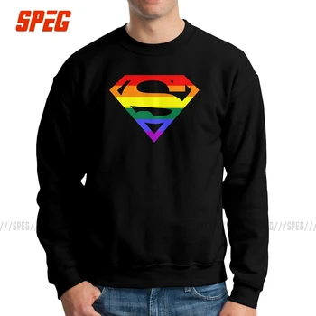 

Super Queer Man Hoodies Vintage 100% Cotton Rainbow Gay Lesbian Pride LGBTQ LGBT Sweatshirt Crewneck Printing Pullovers Tops