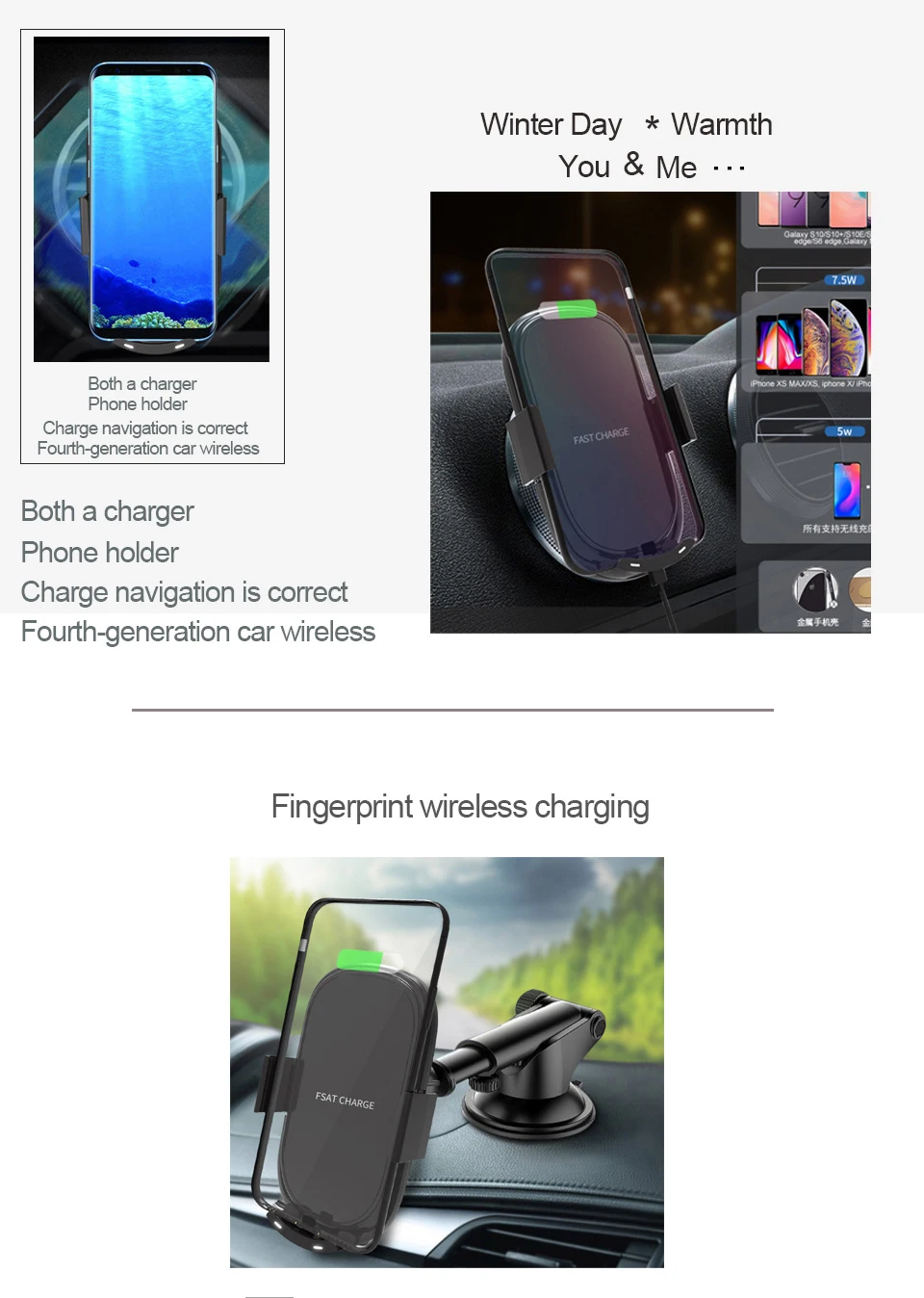 Aikel Max xs Android отпечатков пальцев беспроводной maxCharger Подставка для зарядки интегрированное распознавание безопасности электромагнитной индукции