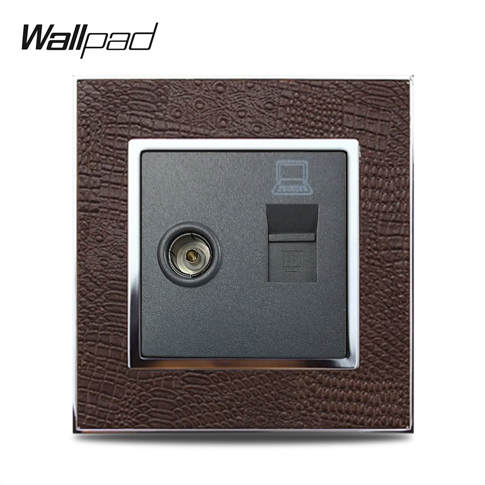 Горячая продажа ТВ данных компьютерная сеть CAT5 RJ45 розетка Wallpad роскошная кожаная