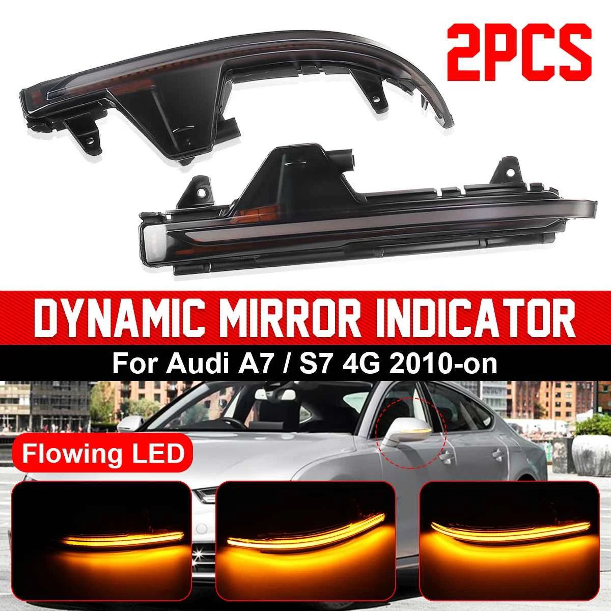 1Pair Dynamic Turn Signal LED Side Wing Rearview Mirror Sequential