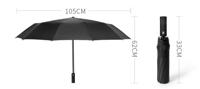 Only Jime Automatic Umbrella Solid Color 12 Bone Super Large Double Windproof Folding Umbrella Three Fold Unisex Umbrella