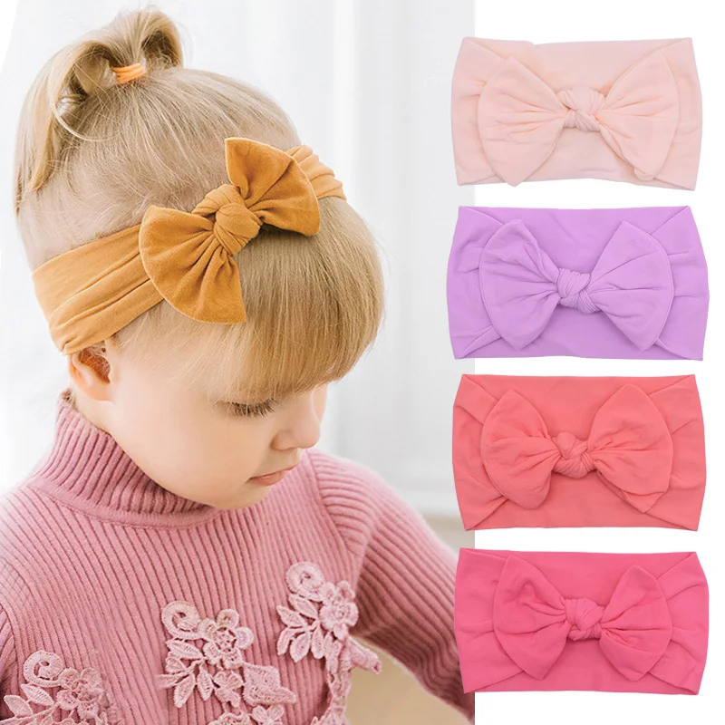 1pc Newborn Baby Headbands Headwear Baby Girl Elastic Hair Band Kids Toddler Turban Knotted Bow Hairband Shower Accessories