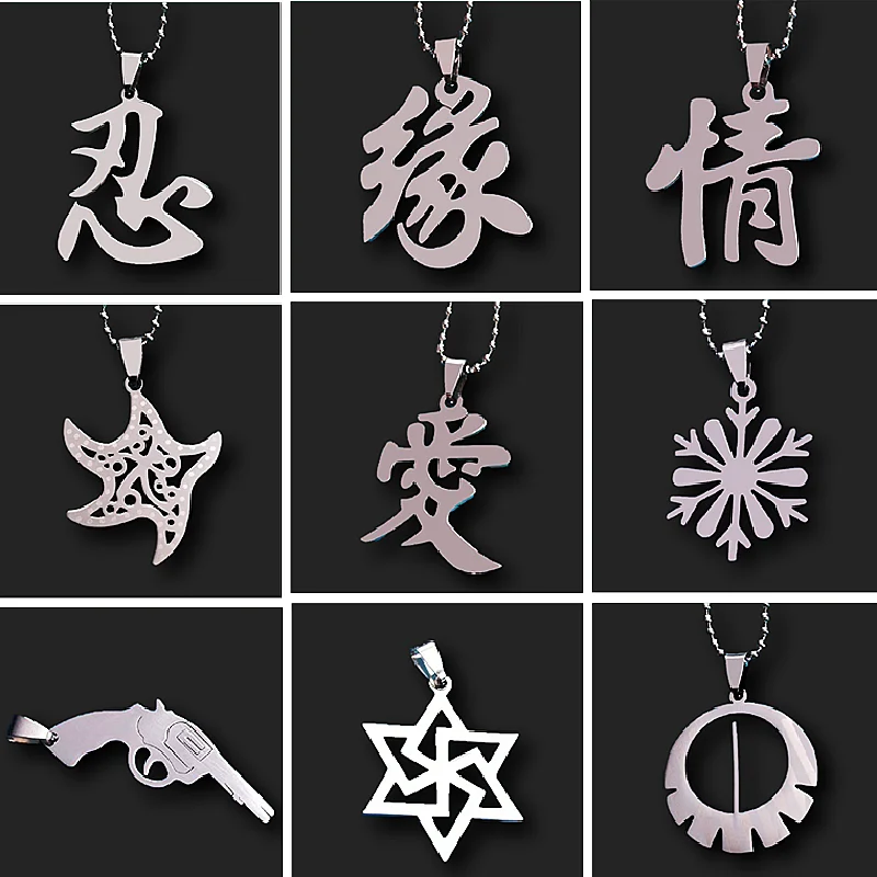 2pcs Chinese Calligraphy/Fate/Emotion/Forbearance/Love/Snowflake Stainless Steel Pendants DIY Charms Jewelry Crafts Making P668