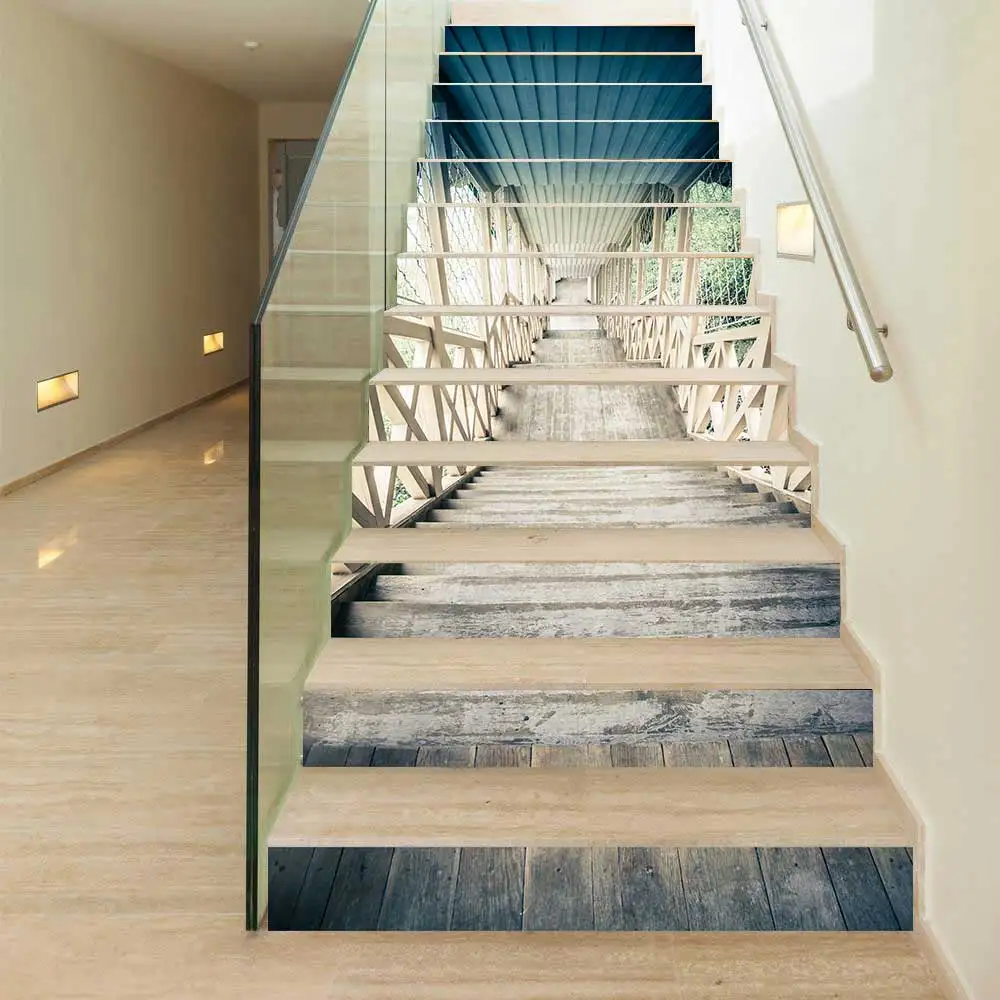 

13pcs/set 3D Creative Steps Stairway Stairs Stickers Self Adhesive Removable DIY Floor Wall Decor Decals Living Room Decoration