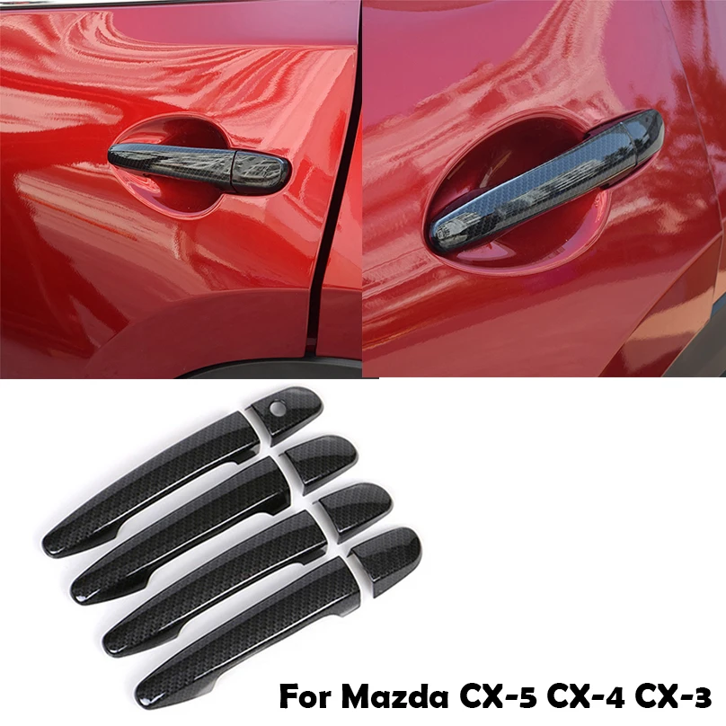 4 шт. из углеродного волокна стиль дверные ручки декор крышка отделка для Mazda CX-5 CX-4 CX-3