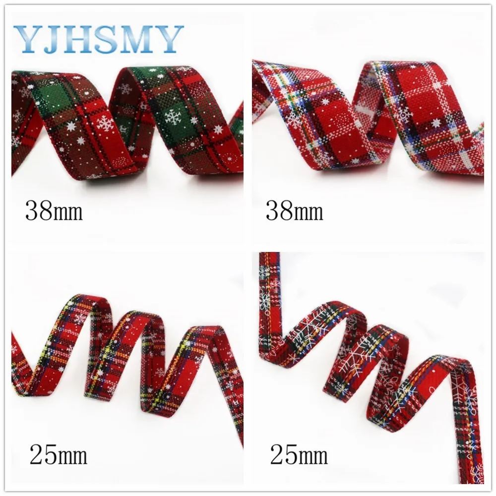 I-19903-2029 10/25/38 мм 5 ярдов Красный тканевая лента плед, DIY ручной работы аксессуары для волос для свадьбы подарок упаковочных материалов